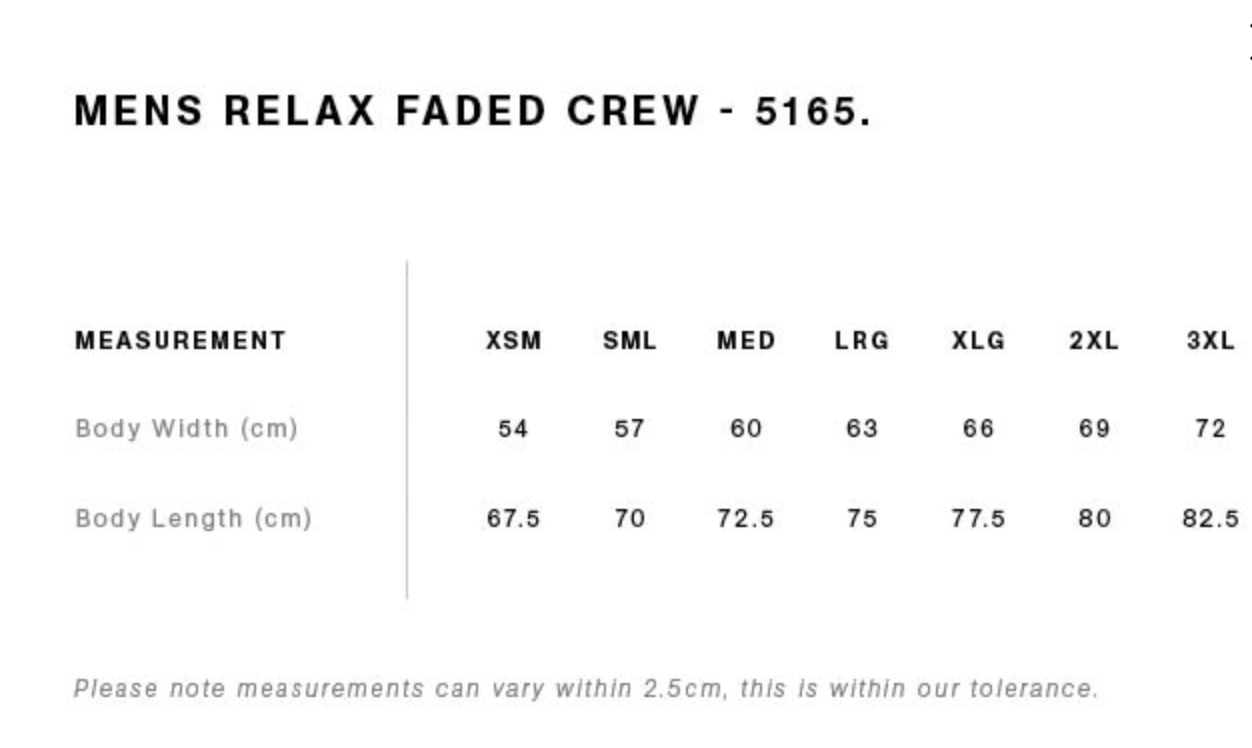 TFS Mens/Unisex Relax Faded Crew