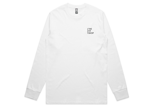 White Singletwith 'The Fit Shop' logo on a white background